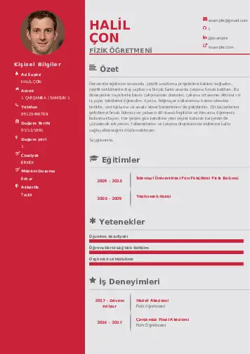 Fizik Öğretmeni CV Örnekleri cv indir